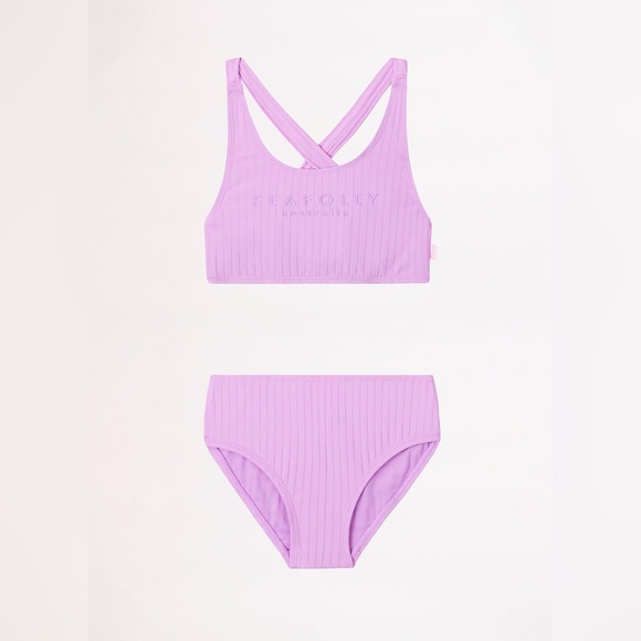 NWT Seafolly Australia Girls Summer Essential Tie Back Bikini in Violet size 14 - Picture 1 of 8